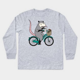 Possum on a Bicycle Kids Long Sleeve T-Shirt